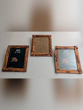 Set of 3 Vintage Hand Made Rustic Style Wooden Frame. Photo Size: 8" x 10".
